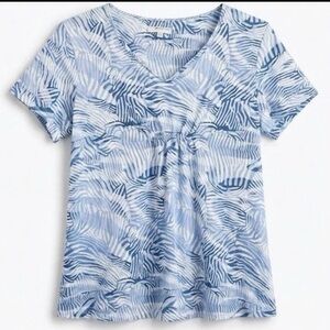 Anne Klein Women’s Blue & White Abstract Animal Print Top - Size M - Stretch